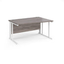 Dams Maestro 25 Wave Desk with cable managed leg in grey oak finish, featuring a modern wave-shaped desk surface and sleek design.