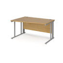 Dams Maestro 25 Wave Desk with oak finish and cable-managed leg, left-hand configuration, featuring a sleek, modern design.