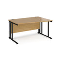 Dams Maestro 25 Wave Desk with cable-managed leg in oak finish, showing the left-hand side and sleek wave design.