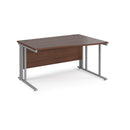 Dams Maestro 25 Wave Desk with cable-managed leg in walnut finish, left-hand configuration, sleek modern office furniture.