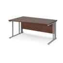 Dams Maestro 25 Wave Desk with cable-managed leg in walnut finish, featuring a smooth, curved desktop design.