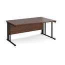 Dams Maestro 25 Wave Desk in walnut finish with cable-managed leg, featuring a sleek, modern design and left-hand configuration.