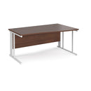 Dams Maestro 25 Wave Desk with cable-managed leg in walnut finish, featuring a sleek, modern design and ergonomic shape.