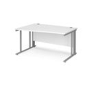 White Maestro 25 Wave Desk with cable managed leg by Dams, featuring a sleek, modern design and organized cable management.