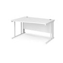 White Maestro 25 Wave Desk by Dams with cable-managed leg, featuring a modern wave design and clean workspace surface.