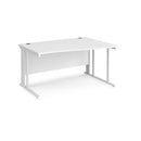 White Maestro 25 Wave Desk by Dams with cable managed leg, featuring a modern wave design and sleek white finish.