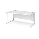 White Maestro 25 Wave Desk by Dams with cable-managed leg, showcasing a modern, sleek office desk design with clean lines.