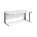 White Maestro 25 Wave Desk with cable-managed leg by Dams, featuring a modern wave design and sleek white finish.