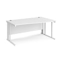 White Maestro 25 Wave Desk by Dams with cable-managed leg, featuring a sleek wave-shaped tabletop and clean modern design.
