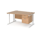 Dams Maestro 25 Wave Desk with black cantilever leg and beech finish, featuring a fixed 2-drawer pedestal for office workspace.