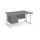 Dams Maestro 25 Wave Desk with grey oak finish, cantilever leg, and fixed 3-drawer pedestal on a clean office surface