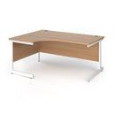 Dams Contract 25 ergonomic desk with cantilever legs in beech finish, shown from the left side with graphite frame.