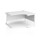 White Dams Contract 25 ergonomic desk with cantilever legs, showcasing a sleek modern workspace with a spacious surface.
