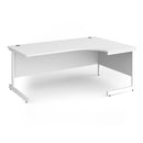 Dams Contract 25 ergonomic white desk with cantilever legs, featuring a sleek, modern design for workspace comfort and style.