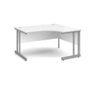 White Dams Momento ergonomic desk with cantilever legs, showcasing a modern workspace with sleek design and sturdy construction.