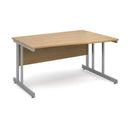 Dams Momento Wave Oak desk with cantilever leg, 1400mm length, left-hand configuration, modern office furniture.