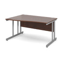 Walnut Dams Momento Wave Desk with cantilever leg, showcasing sleek, modern office furniture design and left-hand configuration.