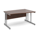 Dams Momento Wave Desk with cantilever leg in walnut finish, showing sleek modern design and spacious workspace.