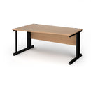 Dams Vivo Wave Desk in beech wood with smooth curved design and sturdy wooden legs, ideal for modern workspace.