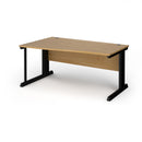 Dams Vivo Wave Oak desk with curved wooden surface and sleek design, showcasing its modern, natural oak finish.