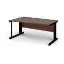 Dams Vivo Wave Desk in walnut wood with curved design and sleek surface, ideal for modern home office or workspace.