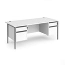 White Dams Contract 25 800mm deep straight desk with H-frame legs, featuring two 2-drawer pedestals and a clean, professional look.