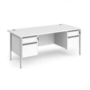 White Dams Contract 25 800mm deep straight desk with H-frame legs, two 2-drawer pedestals, and spacious workspace.