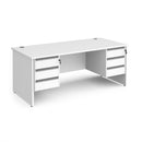 White Dams Contract 25 800mm deep straight desk with 3 and 3 drawer pedestals and panel leg, modern office furniture.