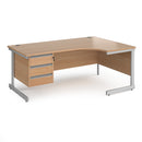 Dams Contract 25 ergonomic beech desk with cantilever leg and three-drawer pedestal, showcasing modern office workspace furniture