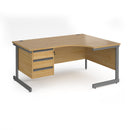 Dams Contract 25 ergonomic oak desk with cantilever legs and a three-drawer pedestal, featuring a modern office workspace design.