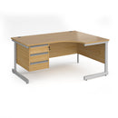 Dams Contract 25 ergonomic oak desk with cantilever leg and three-drawer pedestal, modern office furniture for productivity.
