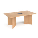 Arrow Head Rectangular Boardroom Table With Central Cut-Out & Aero Power Module - Beech - NWOF