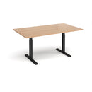 Dams Elev8 Touch rectangular boardroom table in beech wood with black finish, 1800mm length, modern office meeting table