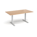 Dams Elev8 Touch rectangular boardroom table in beech wood with black finish, 1800mm length, modern office furniture.