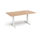 Dams Elev8 Touch rectangular boardroom table with beech finish, 1800mm long, sleek black surface for professional meeting spaces.