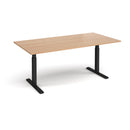 Dams Elev8 Touch rectangular boardroom table in beech wood with black finish, 1800mm long, modern office furniture.