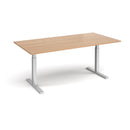 Dams Elev8 Touch rectangular boardroom table in beech wood with black finish, showing the sleek tabletop and sturdy legs.