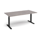Dams Elev8 Touch rectangular boardroom table in grey oak finish, with a sleek modern design for professional conference rooms.