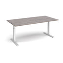Dams Elev8 Touch rectangular boardroom table in grey oak finish, 1800mm size, with sleek modern design.