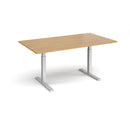 Dams Elev8 Touch rectangular boardroom table in oak with black finish, 1800mm long, sleek modern design for office meetings