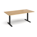 Dams Elev8 Touch rectangular boardroom table in oak with black finish, showcasing a sleek, modern design for conference rooms.
