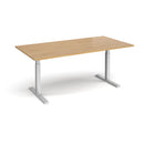 Dams Elev8 Touch rectangular boardroom table in oak finish, with a sleek black frame, designed for professional conference rooms.