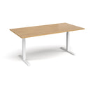 Dams Elev8 Touch rectangular boardroom table in oak finish, 1800mm length, with black edges and sleek modern design.