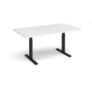 White Elev8 Touch rectangular boardroom table by Dams, showcasing a sleek, modern design ideal for professional conference rooms.