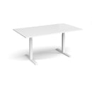 White Elev8 Touch rectangular boardroom table by Dams, showing a sleek, modern design with smooth surface and sturdy legs.
