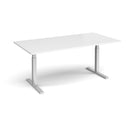 Dams Elev8 Touch rectangular white boardroom table with sleek surface and sturdy legs, ideal for professional meeting spaces.