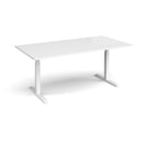 White Elev8 Touch rectangular boardroom table by Dams with a sleek, modern design and smooth surface for professional meetings.