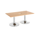 Dams rectangular beech boardroom table with central cut-out trumpet base, suitable for conference or meeting rooms.