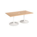 Dams Trumpet Base rectangular boardroom table in beech wood with central cut-out, ideal for professional conference rooms.