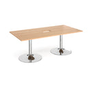 Dams rectangular beech boardroom table with trumpet base and central cut-out, designed for professional conference rooms.